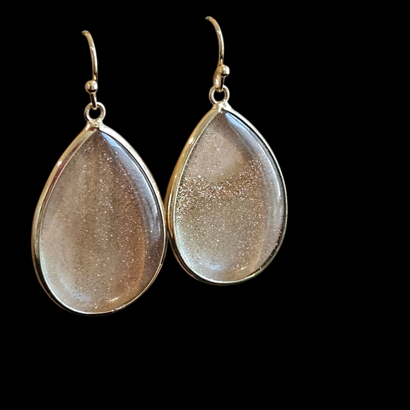 NWT - 18k Gold Celestial Glitter Teardrop Earrings - Picture 9 of 13